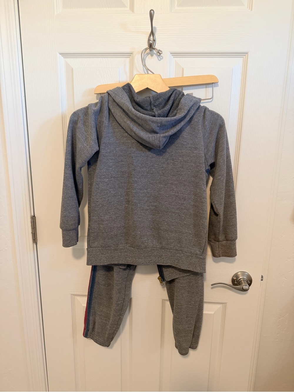 Aviator Nation Kids Gray Sweatshirt & Joggers with Rainbow Stripe Accents - Picture 9 of 9